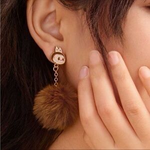 POP MART/POP LAND Labubu Warm Fluffy Holiday Series - Pompom Earrings - NEW